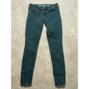Express Jeans Women's Sz 0 Green Stella Low Rise Jean Legging‎ Stretch Denim